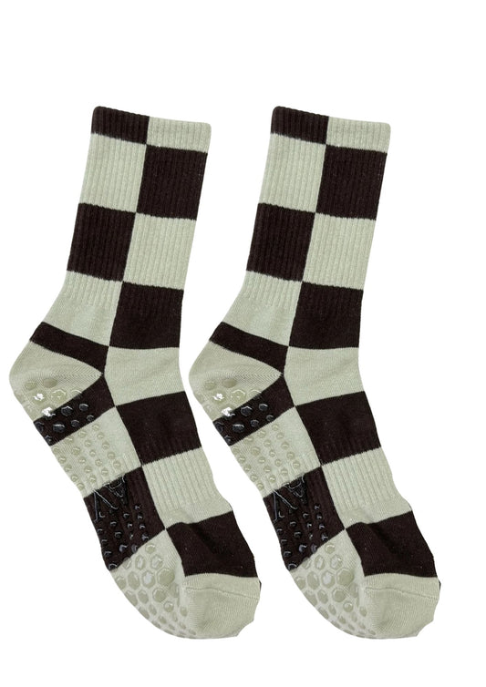Checkered Sock (Green & Brown)